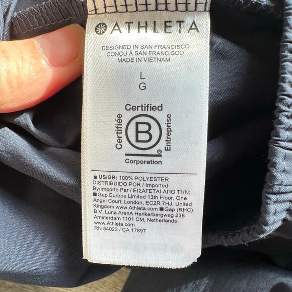 Athleta Midday Mid Rise Crop Poplin Pant Wide Leg Navy Blue Large - Picture 5 of 11